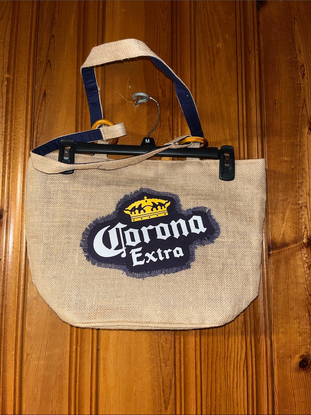 Corona Extra Natural Canvas Tote with Navy Accents